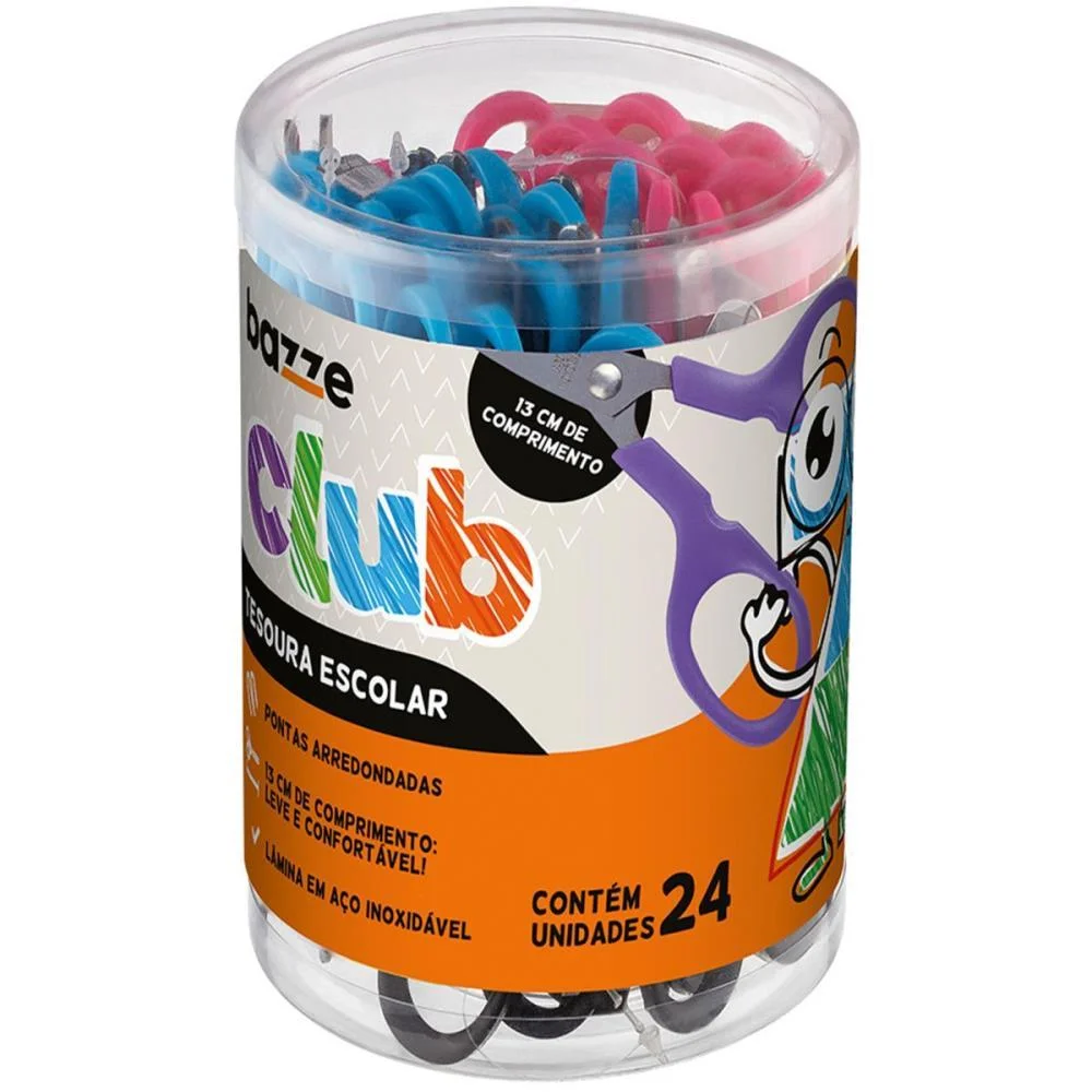 Tesoura Escolar Bazze Club 13Cm Rx/Rs/Az/Pt Summit (Pote-24) - imagem 2