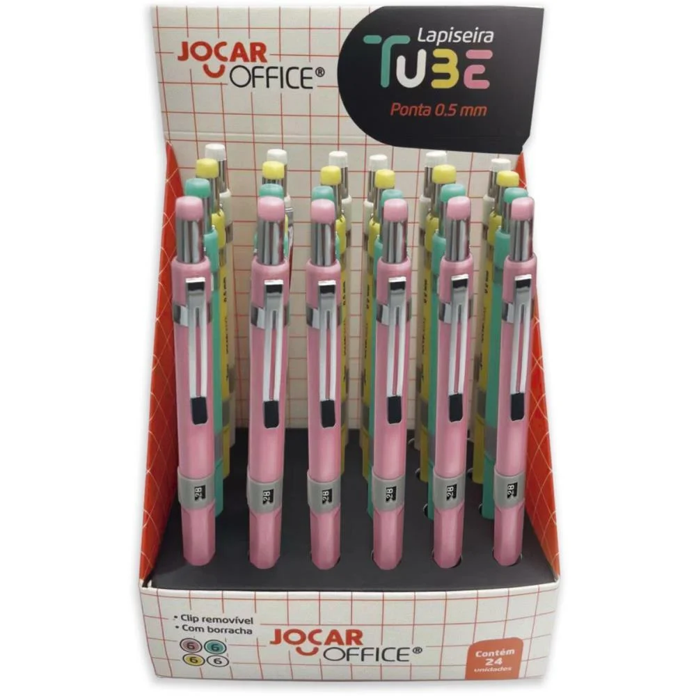 Lapiseira 0.5Mm Tube Metal C/Graf/Borracha 4Co Leonora C/ 24 Unidades - imagem 2