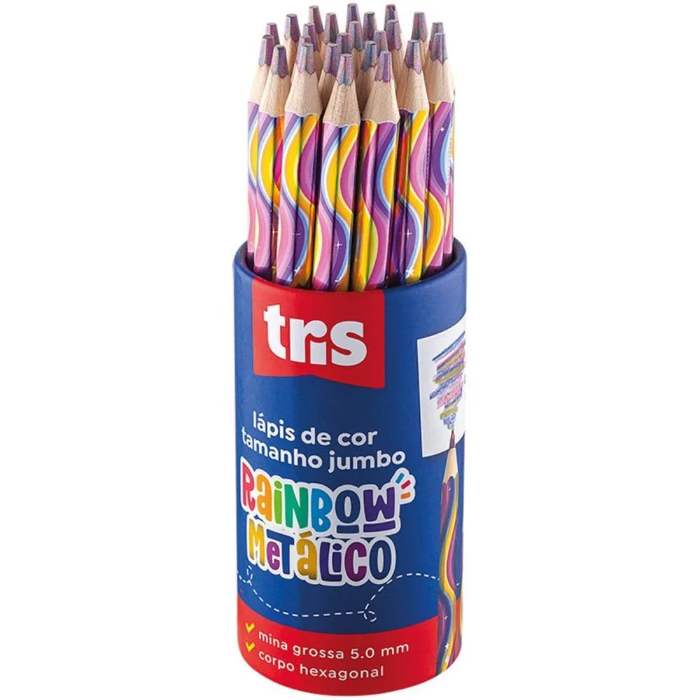 Lapis De Cor Jumbo Tris Rainbow Metalico Summit (Pote-24) - imagem 2