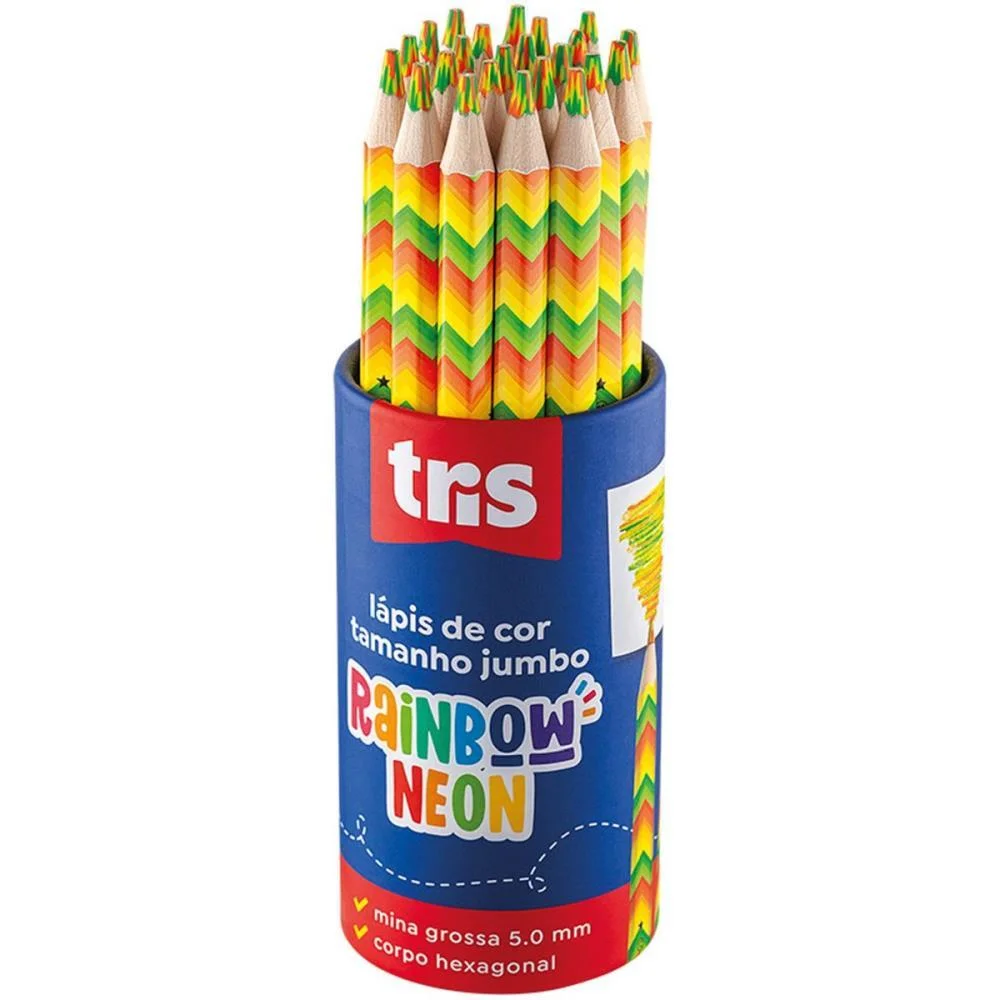 Lapis De Cor Jumbo Tris Rainbow Neon Summit (Pote-24) - imagem 3