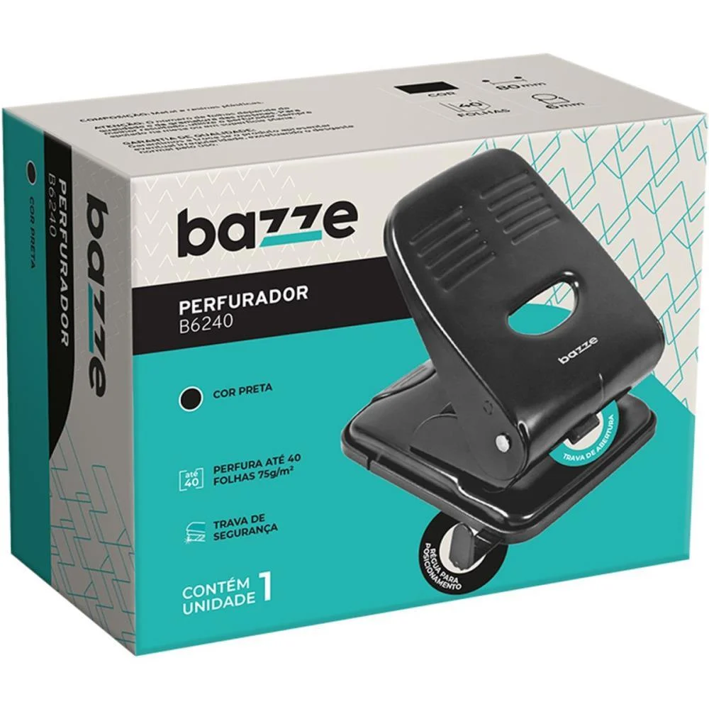 Perfurador De Papel Bazze B6240 P/40F 2Furos Preto Summit - imagem 4
