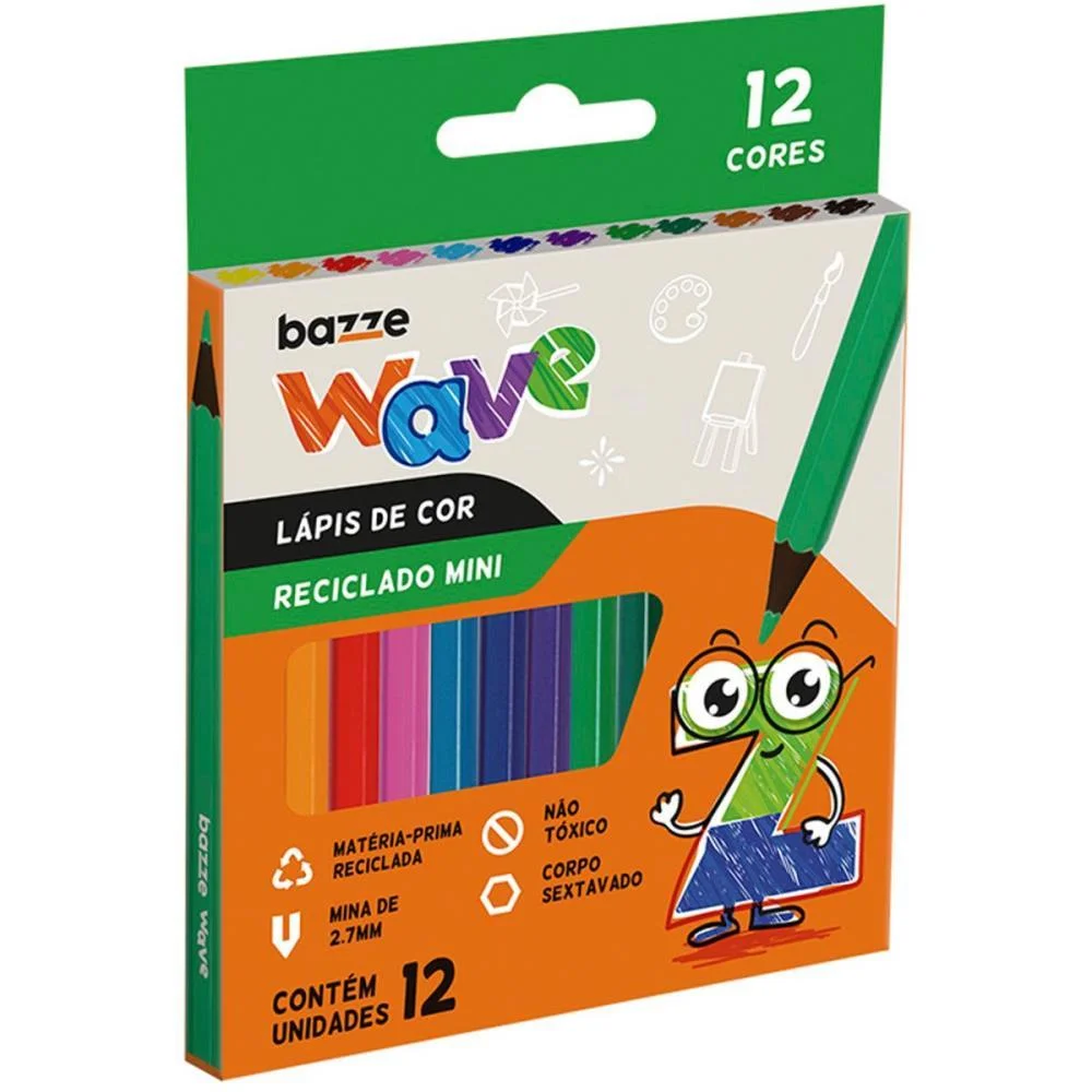 Lapis De Cor Sextavado Bazze Wave Mini Reciclado 12Co Summit (Pct.c/12) - imagem 3