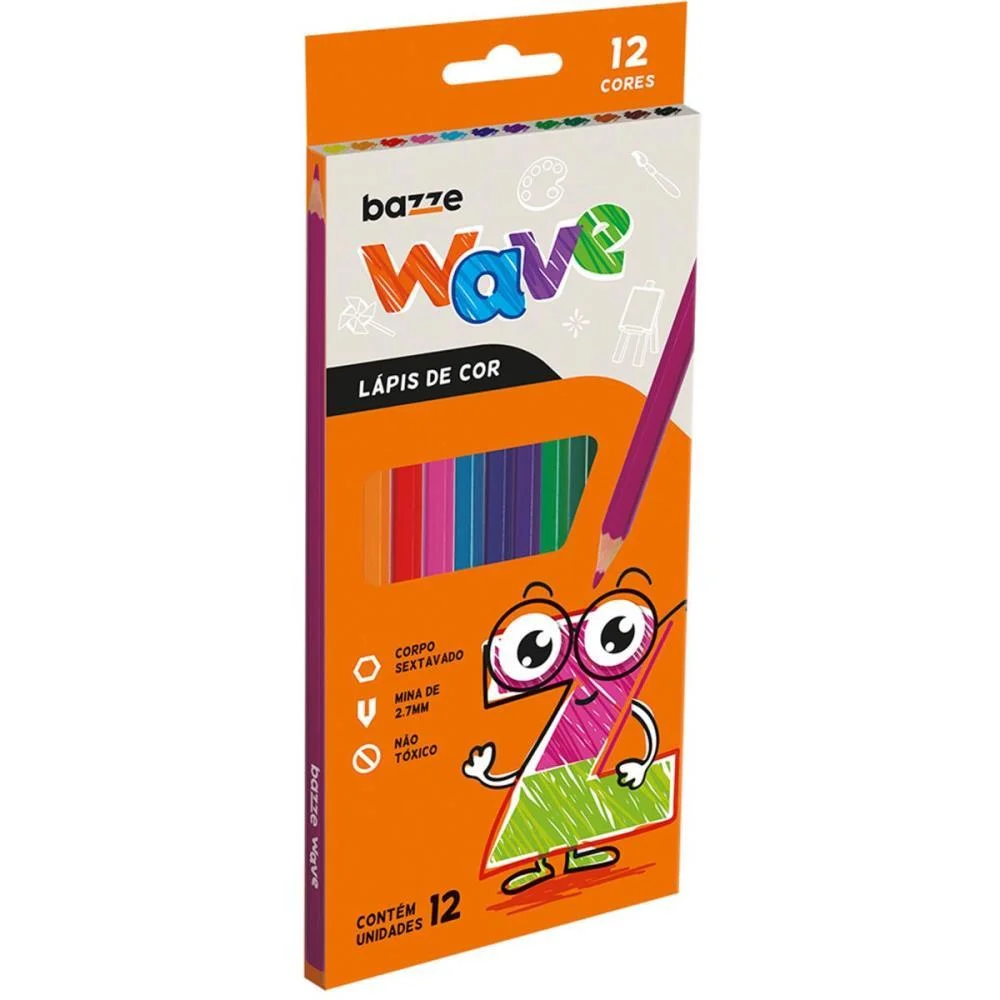 Lapis De Cor Sextavado Bazze Wave 12 Cores Summit (Pct.c/12) - imagem 3