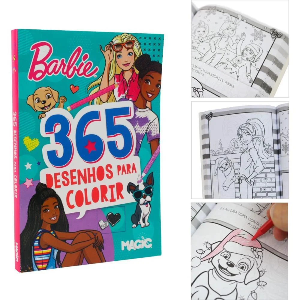 Livro Infantil Colorir 365 Desenhos Barbie 288Pgs Magic Kids - imagem 3