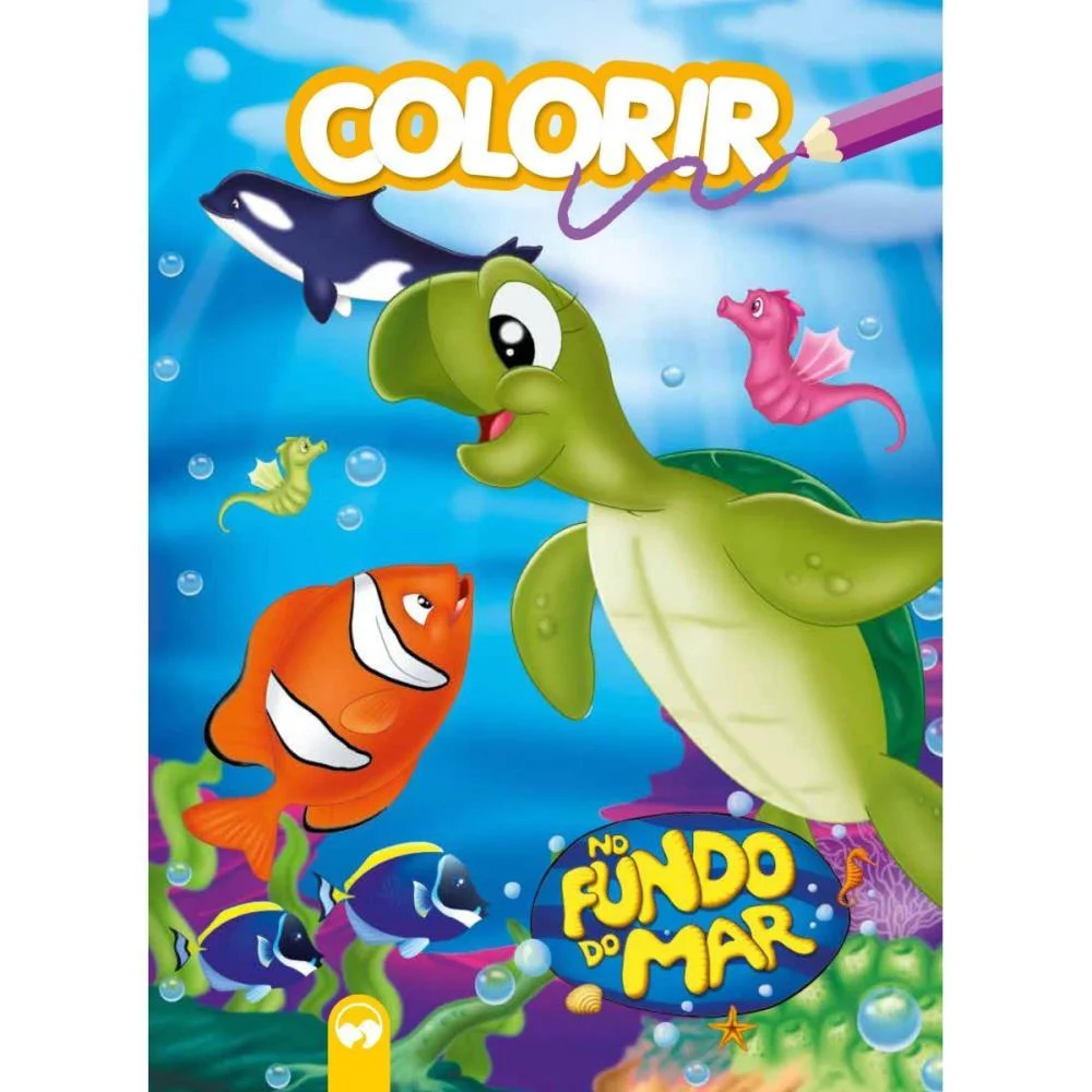 Livro Infantil Colorir No Fundo Do Mar 12Pgs Vale Das Letras - imagem 2