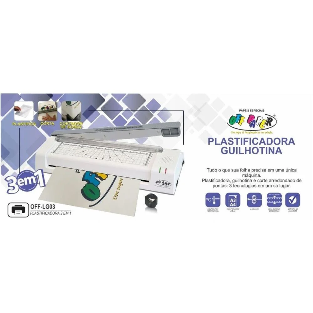 Maquina Plastificadora A3 3Em1 C/Guilhotina 127V Br Off Paper - imagem 7