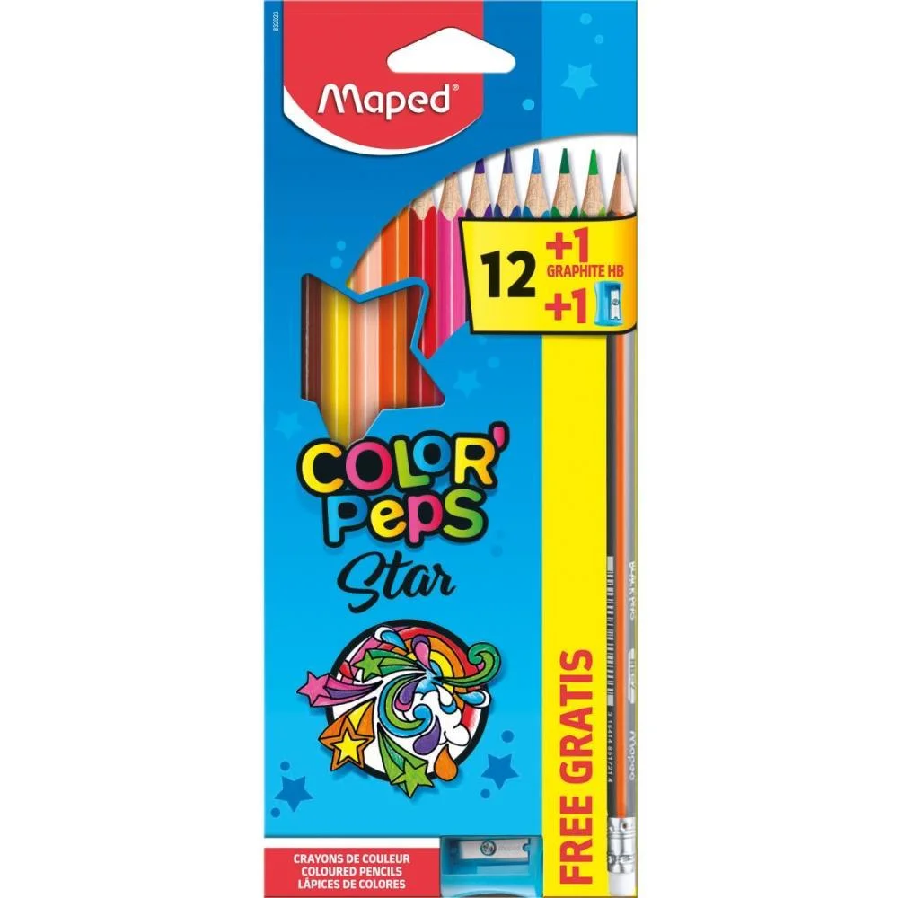 Lapis De Cor Triangular Color Peps Star 12Cores+Ap+Lp Maped (Pct.c/12) - imagem 5