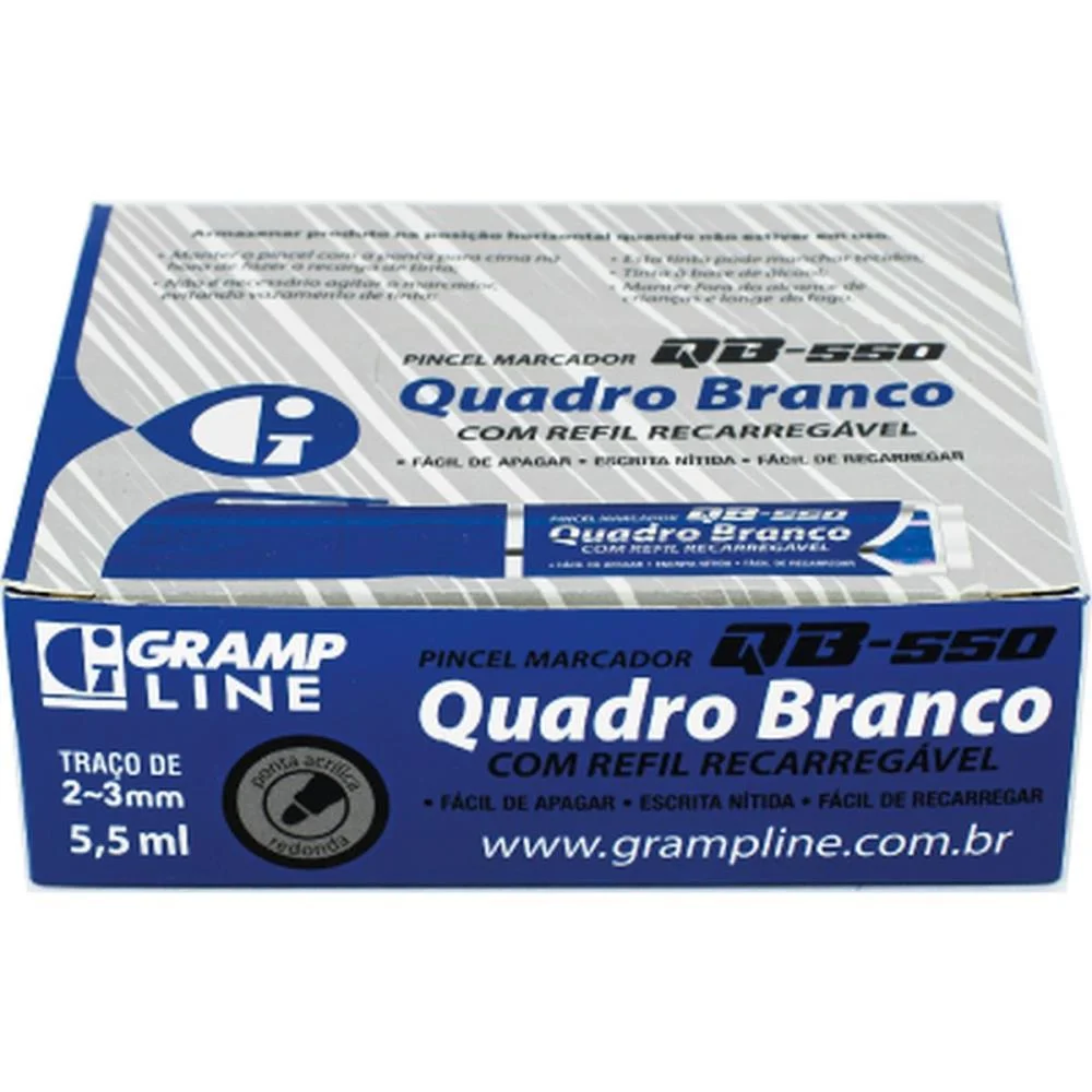 Pincel Quadro Branco Qb550 Recarregavel Azul Gramp Line C/ 10 Unidades - imagem 4