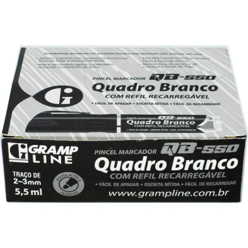 Pincel Quadro Branco Qb550 Recarregavel Preto Gramp Line C/ 10 Unidades - imagem 4