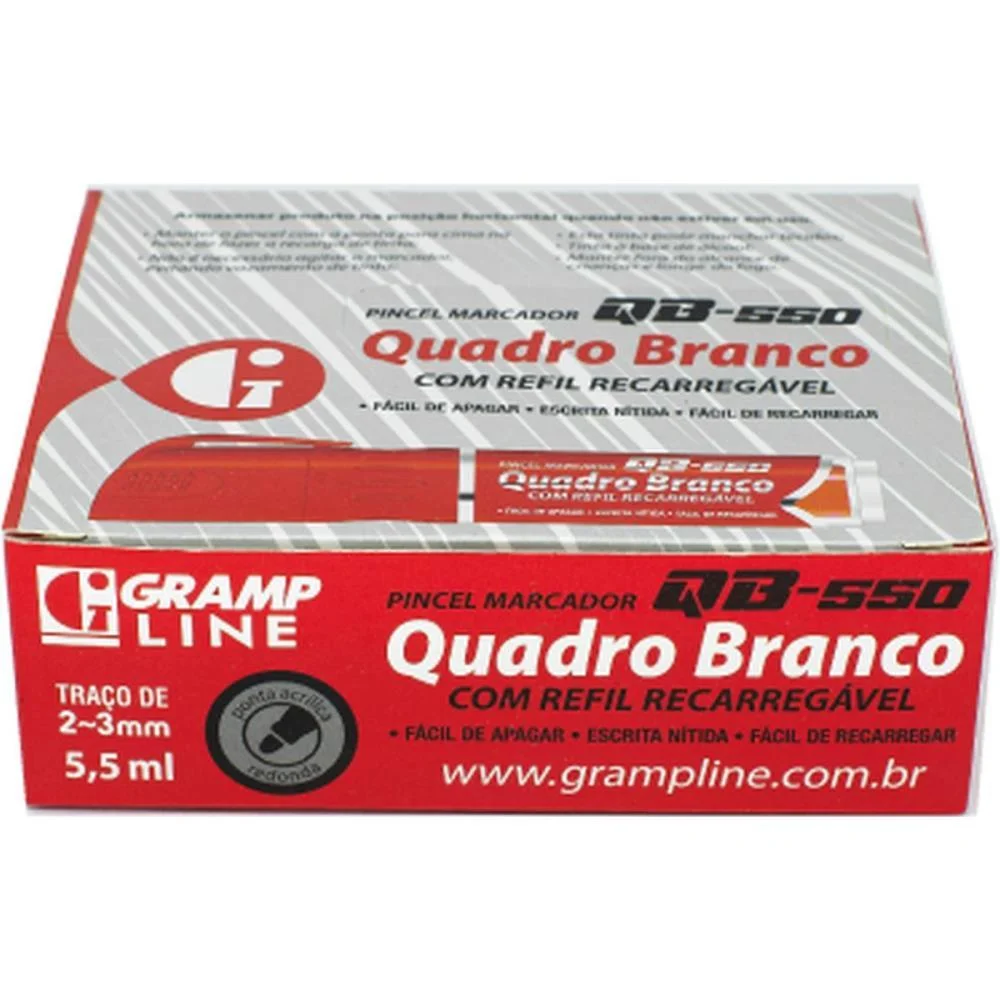 Pincel Quadro Branco Qb550 Recarregavel Vermelho Gramp Line C/ 10 Unidades - imagem 4