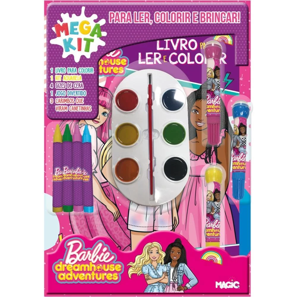 Livro Infantil Colorir Mega Kit Barbie Ler E Colorir Magic Kids - imagem 3