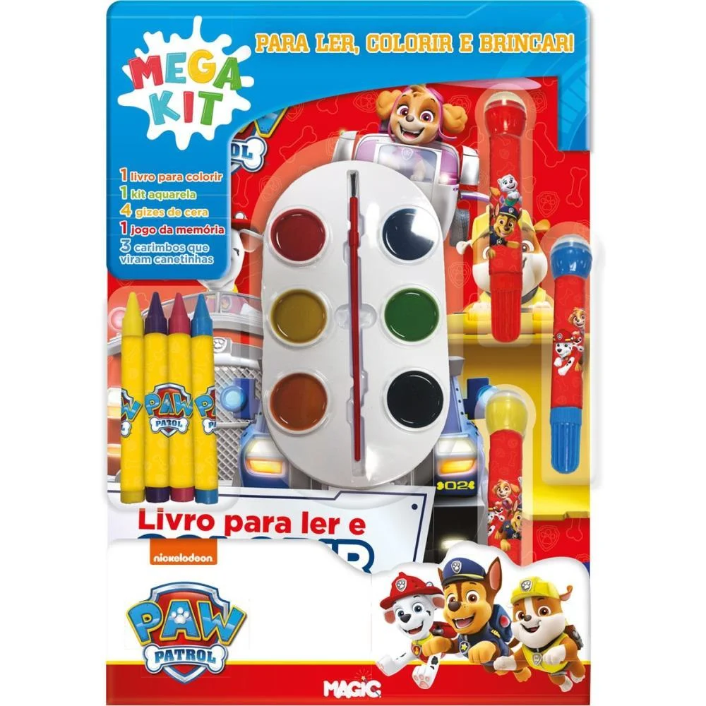 Livro Infantil Colorir Mega Kit Patrulha Canina Ler Magic Kids - imagem 2