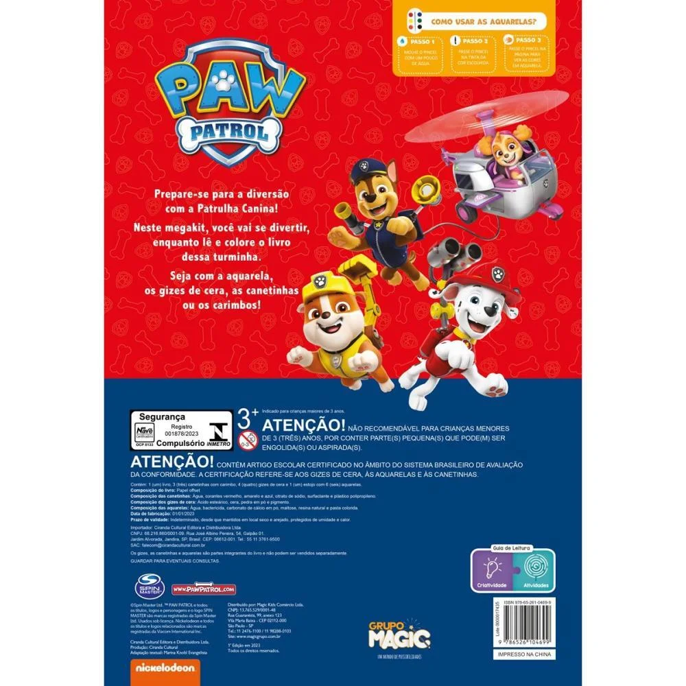 Livro Infantil Colorir Mega Kit Patrulha Canina Ler Magic Kids - imagem 4