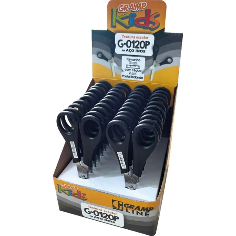 Tesoura Escolar G-0120 Preta 13Cm Gramp Line (Cx.c/20) - imagem 7