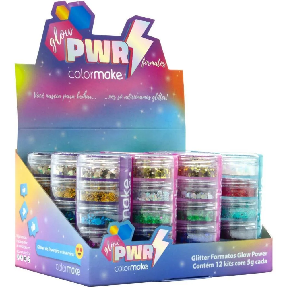 Pintura Facial Po Gliter Glow Power (S) Colormake C/ 12 Unidades - imagem 4