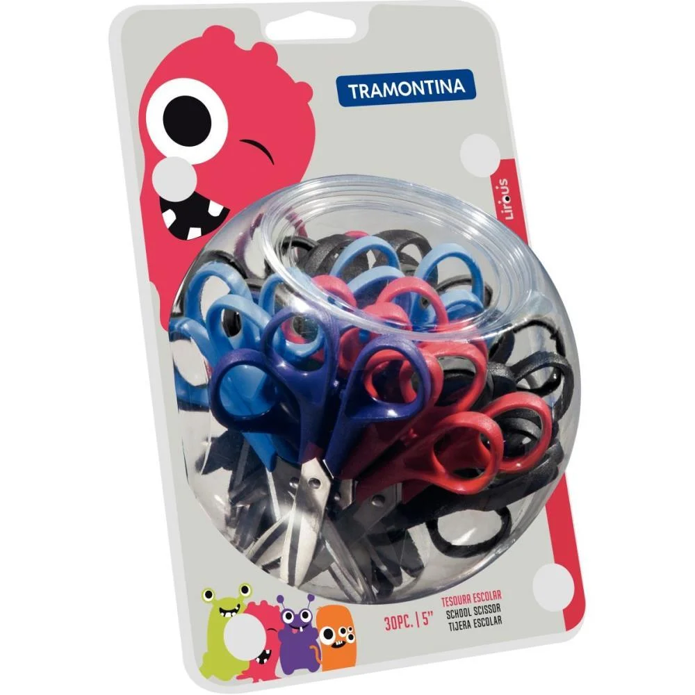 Tesoura Escolar Supercort Monster 12,5Cm Color Tramontina C/ 30 Unidades - imagem 3