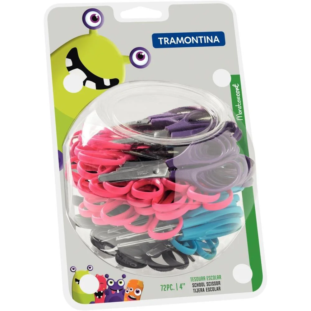 Tesoura Escolar Supercort Monster 10Cm Color Tramontina (Dp.c/72) - imagem 2