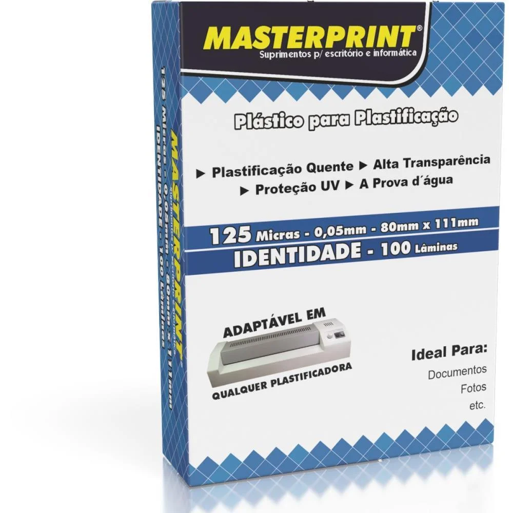 Plastico Para Plastificacao Rg 80X111 125 Micras (0,05) Masterprint (Conj/100) - imagem 2