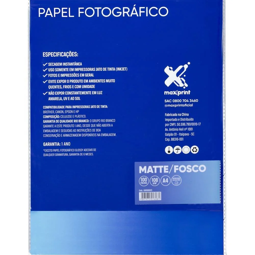 Papel Fotografico Inkjet A4 Matte 108G Maxprint C/ 100 Unidades - imagem 4