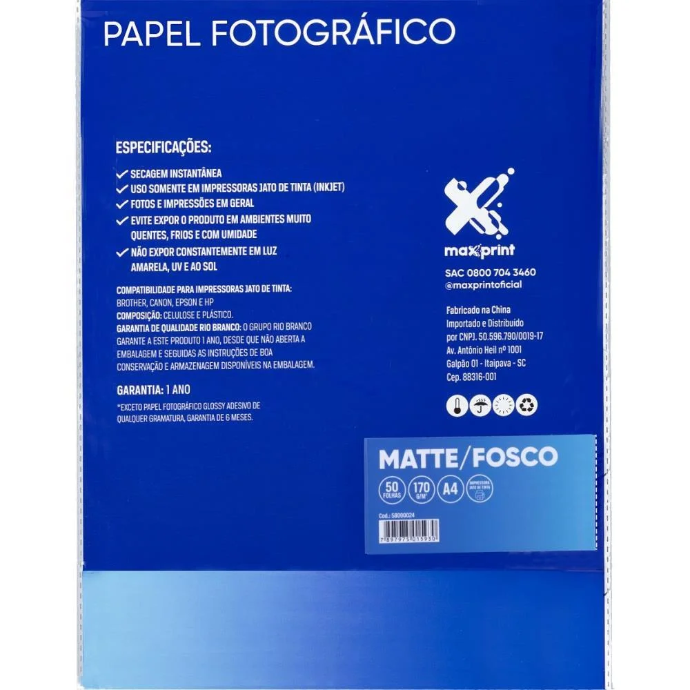Papel Fotografico Inkjet A4 Matte 170G Maxprint (Pct.c/50) - imagem 4
