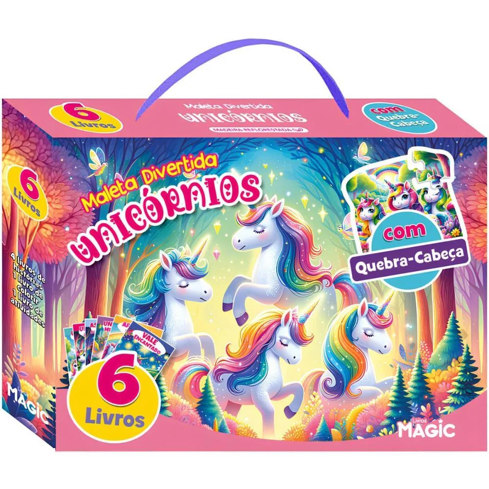 Livro Brinquedo Ilustrado Unicornio 6Livros+1 Quebra Cab Magic Kids (Maleta) - imagem 2