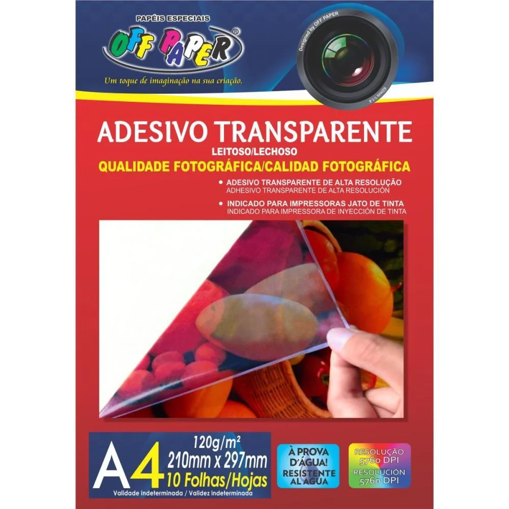 Papel Fotografico Inkjet A4 Transparente Adesivo 120G Off Paper (Pct.c/10) - imagem 3