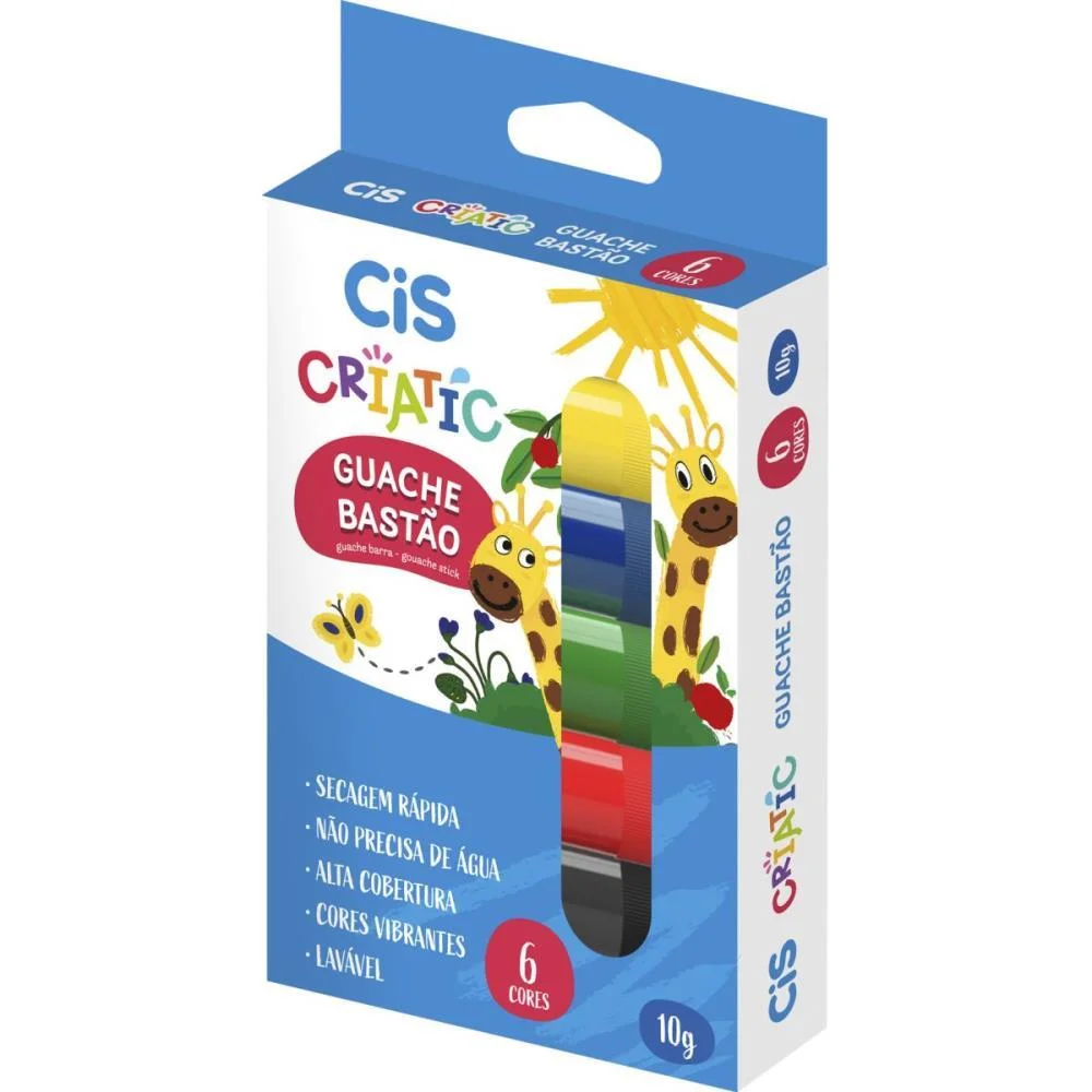 Tinta Guache Cis Criatic Bastao 6 Cores Sertic (Estojo) - imagem 3