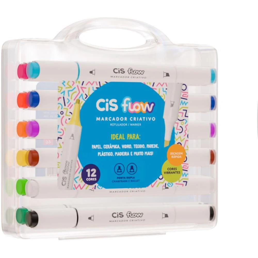 Marcador Artistico Cis Flow 12 Cores Sertic (Estojo) - imagem 2
