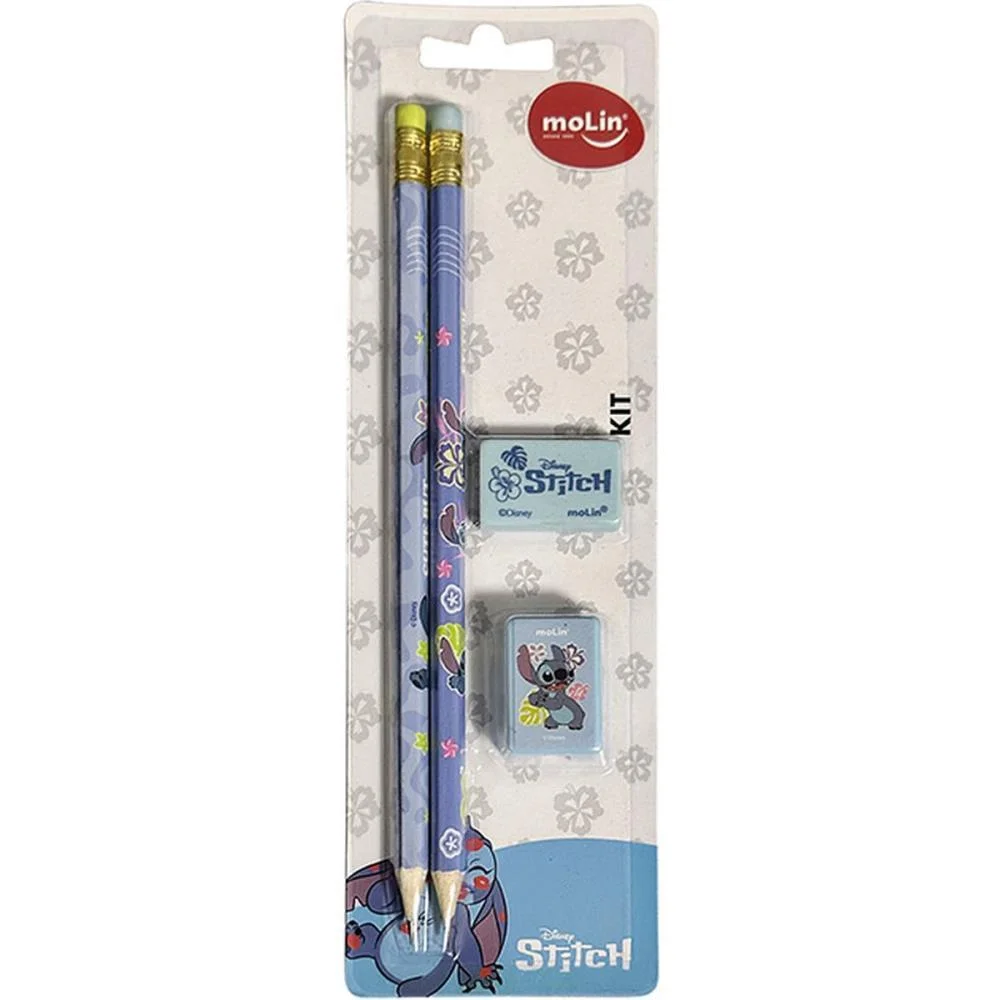 Kit Escolar Stitch 2Lapis+Borracha+Apontad Molin - imagem 2
