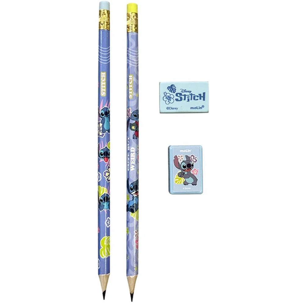 Kit Escolar Stitch 2Lapis+Borracha+Apontad Molin - imagem 4