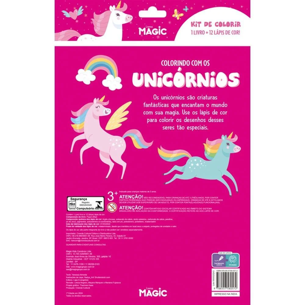 Livro Infantil Colorir Kit Lapis De Cor Unicornios Magic Kids - imagem 5