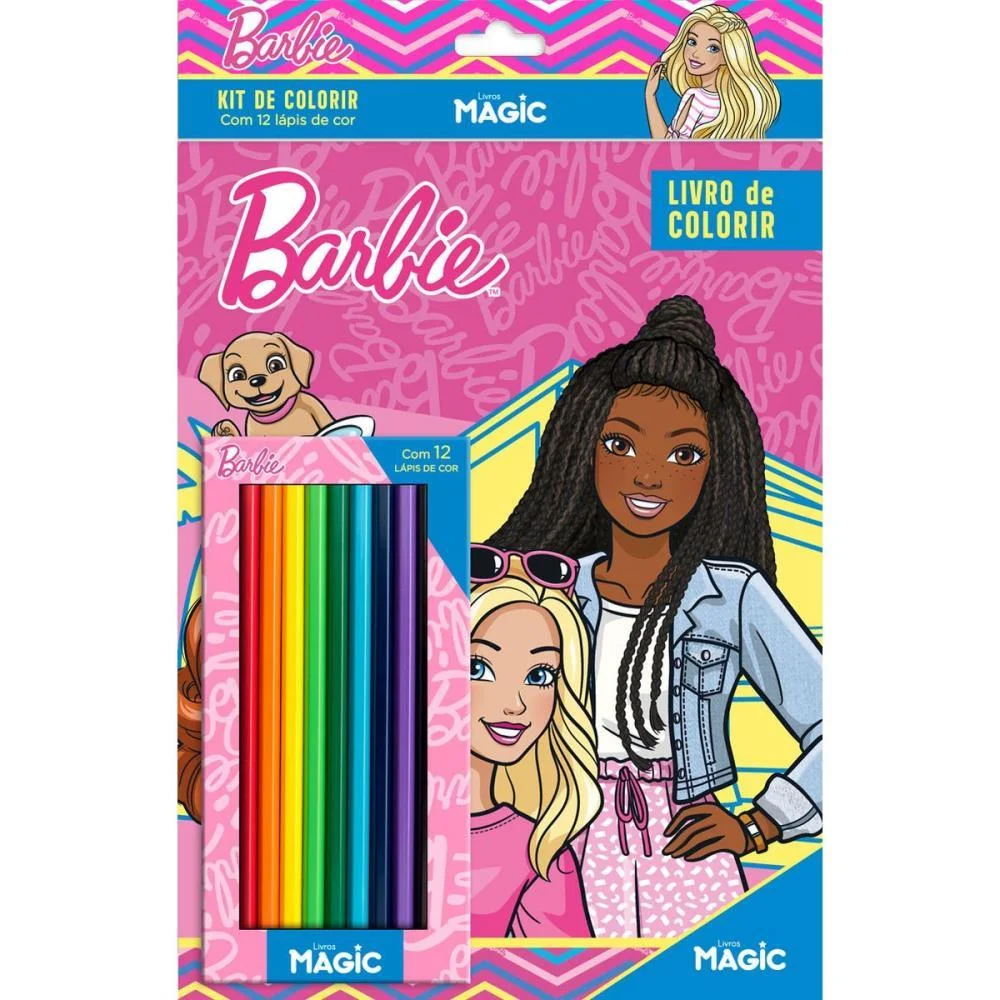 Livro Infantil Colorir Kit Lapis De Cor Barbie 16Pgs Magic Kids - imagem 3