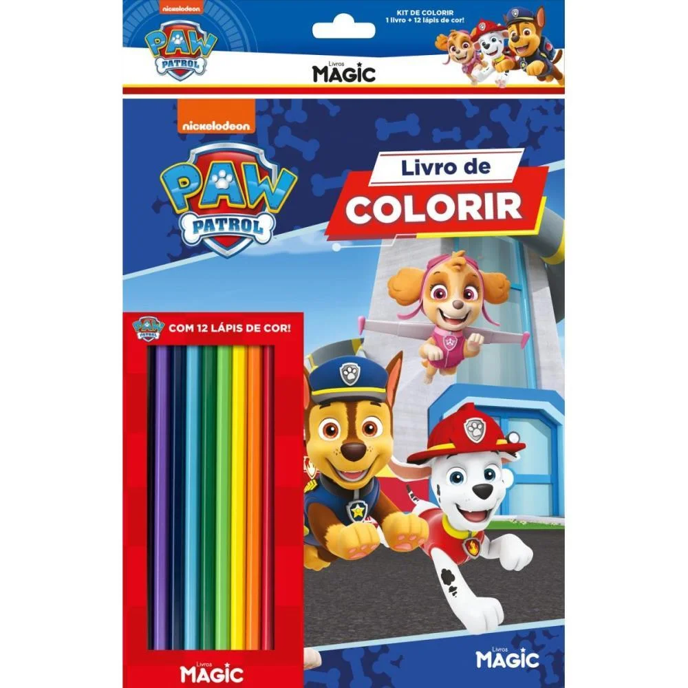 Livro Infantil Colorir Kit Lapis De Cor Patrulha Cani Magic Kids - imagem 2