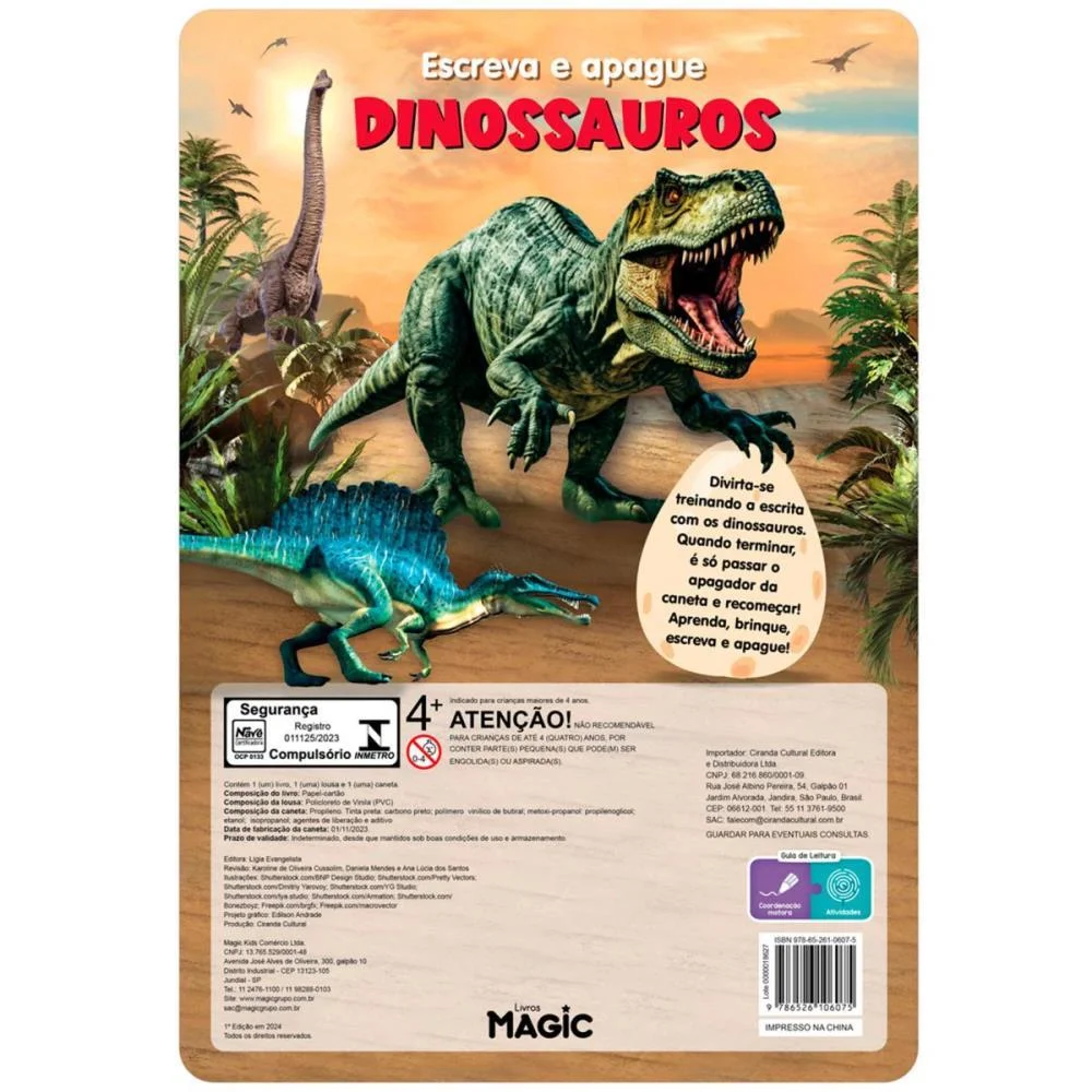 Livro Brinquedo Ilustrado Lousa Escreve E Apaga Dinos Magic Kids - imagem 4