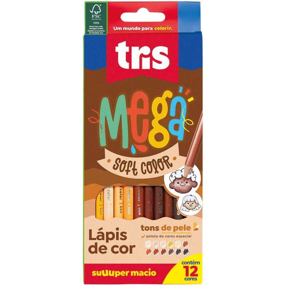 Lapis De Cor Sextavado Mega Soft Tons De Pele 12Cores Summit (Pct.c/06) - imagem 2