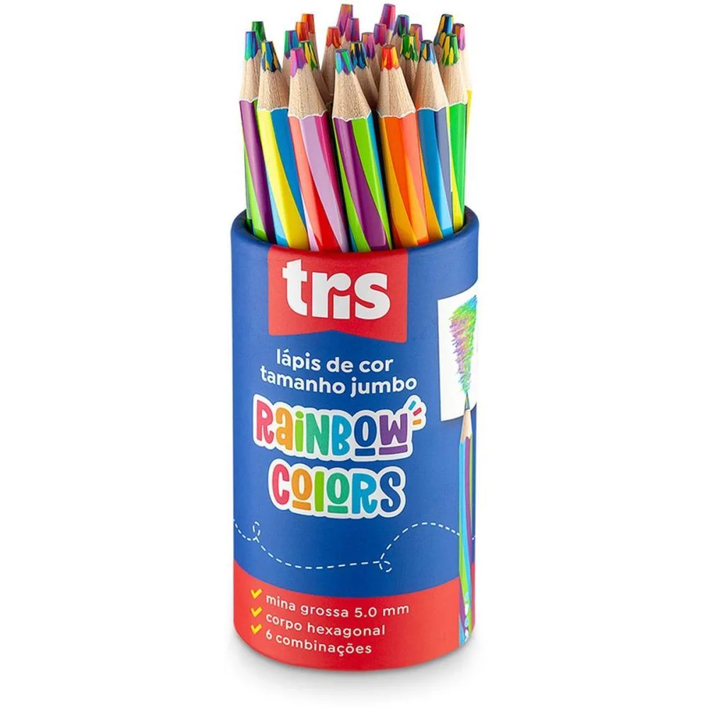 Lapis De Cor Jumbo Tris Rainbow 6 Combinacoes Cor Summit (Pote-24) - imagem 3