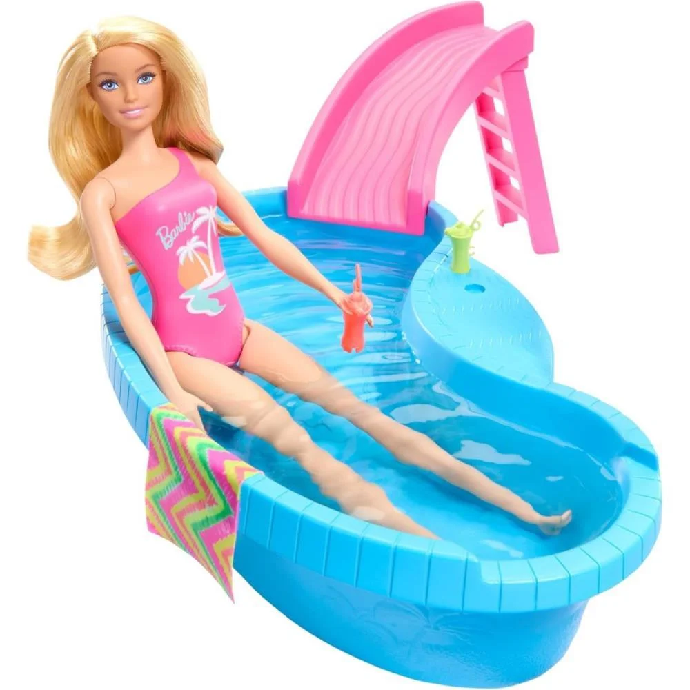Barbie Estate Piscina Glam Com Boneca Loira Mattel - imagem 4