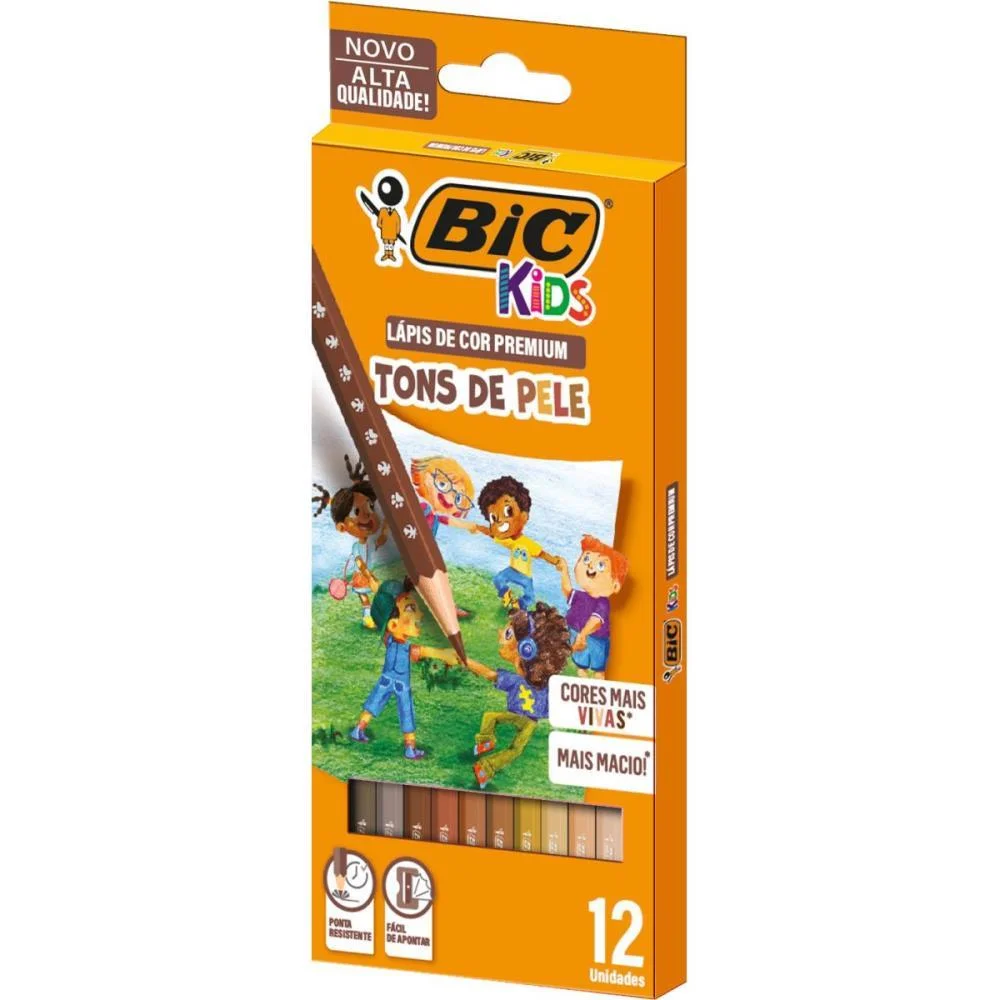 Lapis De Cor Sextavado Bic Kids Tons De Pele 12 Cor. Bic (Pct.c/06) - imagem 4