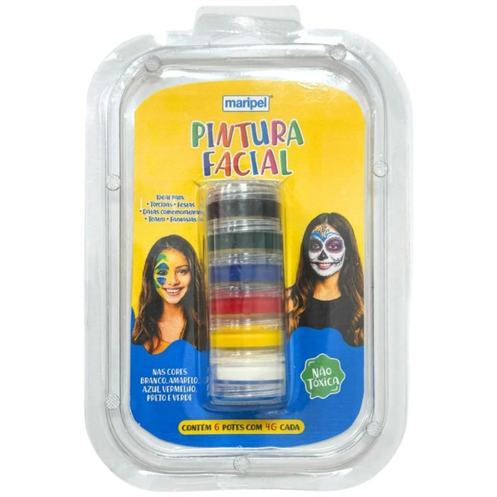 Pintura Facial Cremosa 6 Cores 4G Maripel (Cartela) - imagem 3