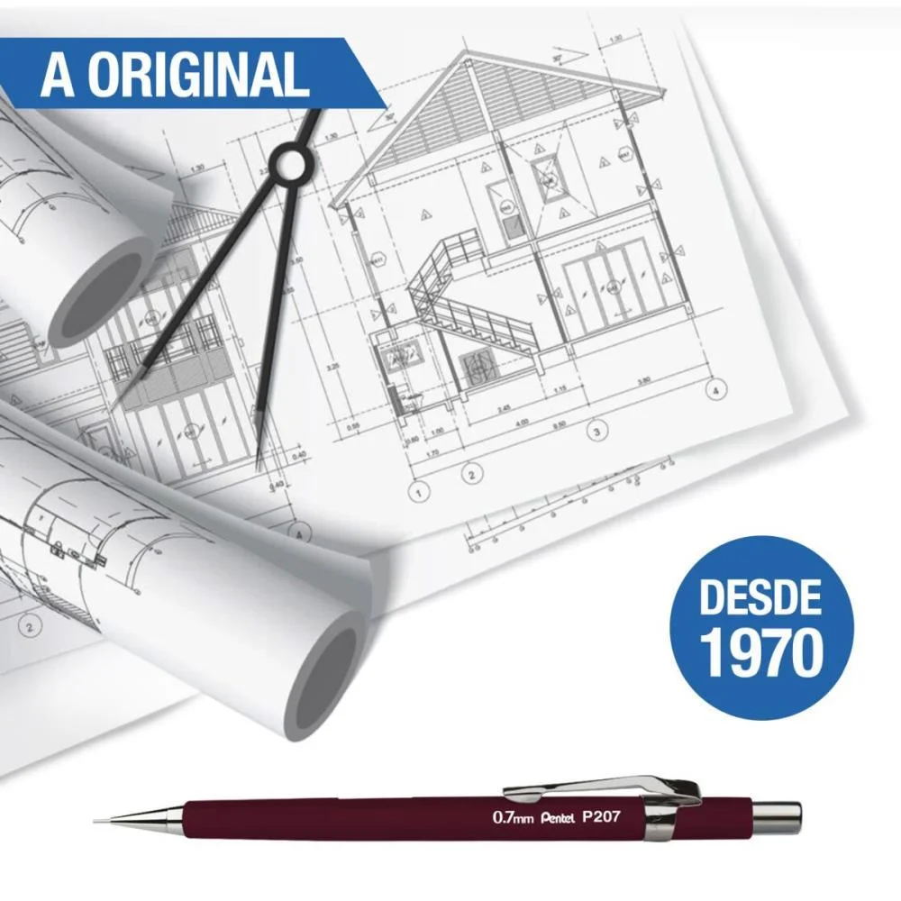 Lapiseira 0.7Mm Pentel Cinza Pentel (Cx.c/06) - imagem 4