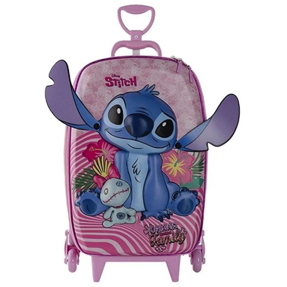 Mochila Infantil Com Rodinha Stitch Rosa Maxtoy - imagem 3