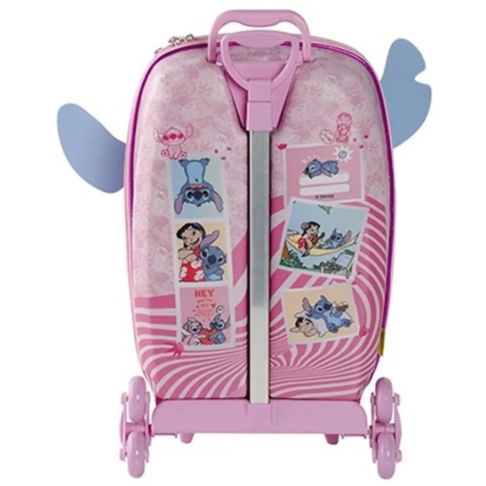 Mochila Infantil Com Rodinha Stitch Rosa Maxtoy - imagem 4