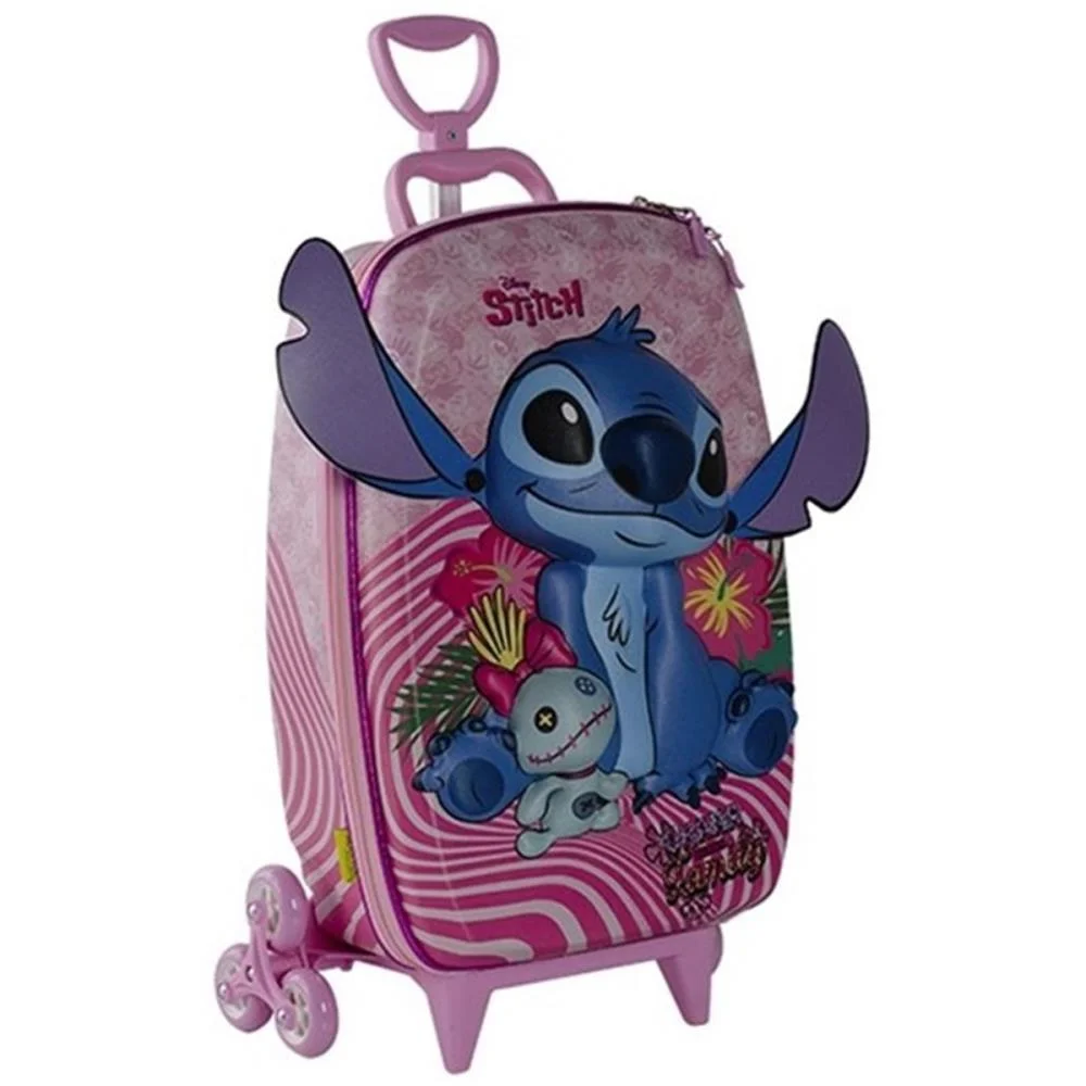 Mochila Infantil Com Rodinha Stitch Rosa Maxtoy - imagem 5