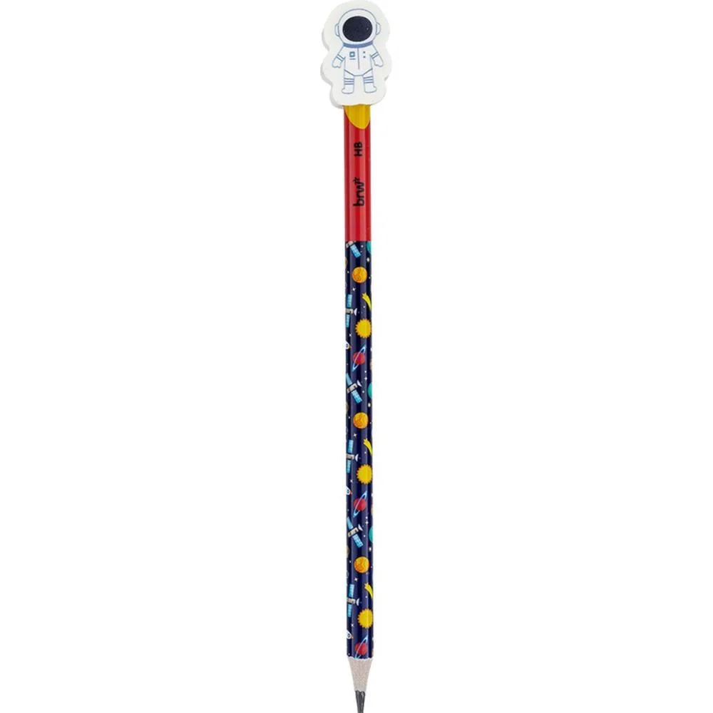 Lapis Preto Redondo Decorado Hb Adventure C/Borracha 4Mod. Brw (Pote-24) - imagem 3