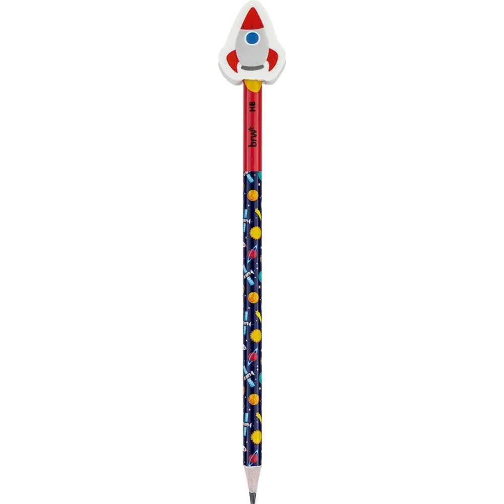 Lapis Preto Redondo Decorado Hb Adventure C/Borracha 4Mod. Brw (Pote-24) - imagem 4