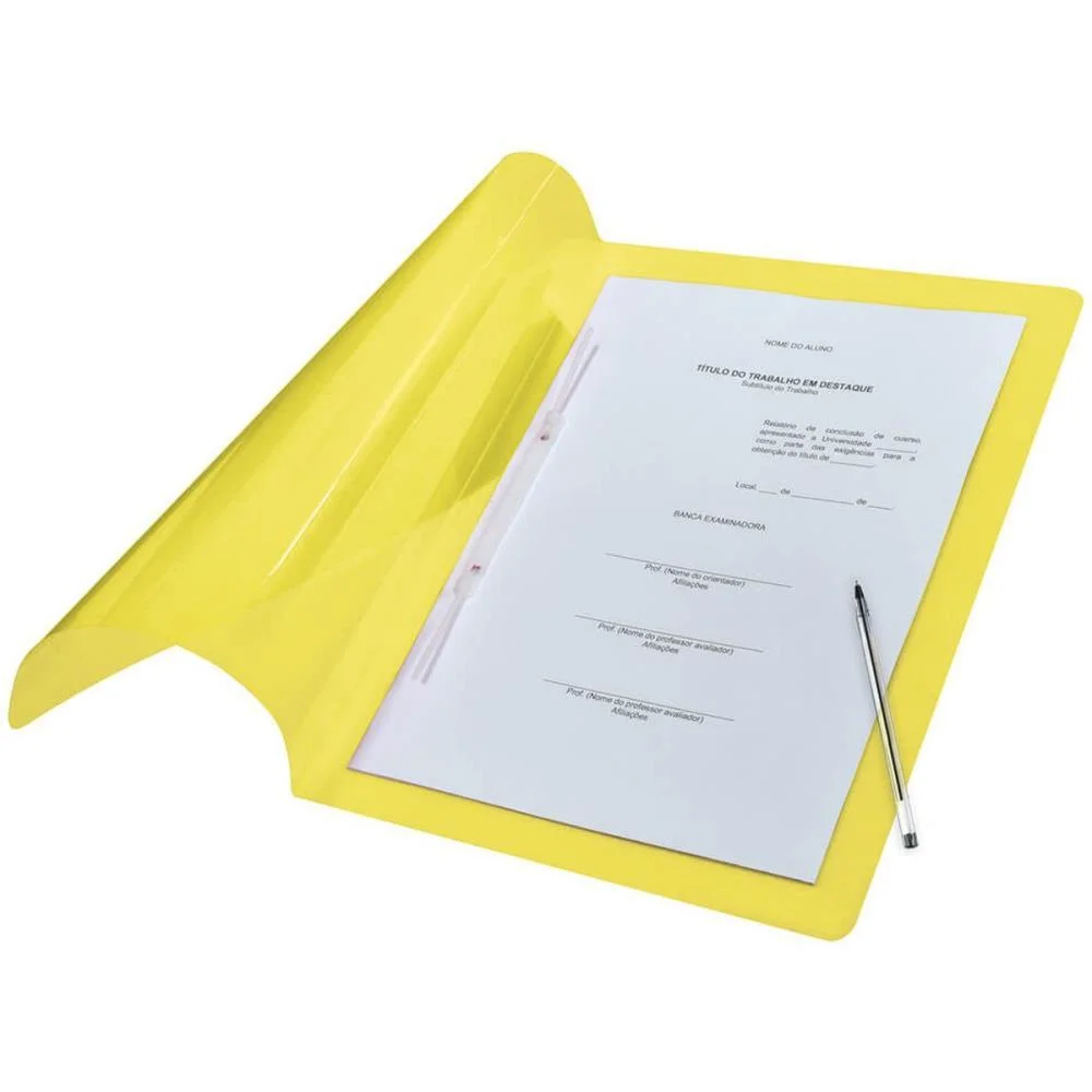 Pasta Grampo Trilho Plastica Oficio Amarela Dac (Pct.c/10) - imagem 4
