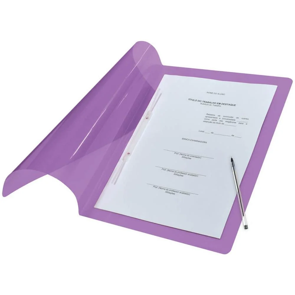 Pasta Grampo Trilho Plastica Oficio Lilas Dac (Pct.c/10) - imagem 4
