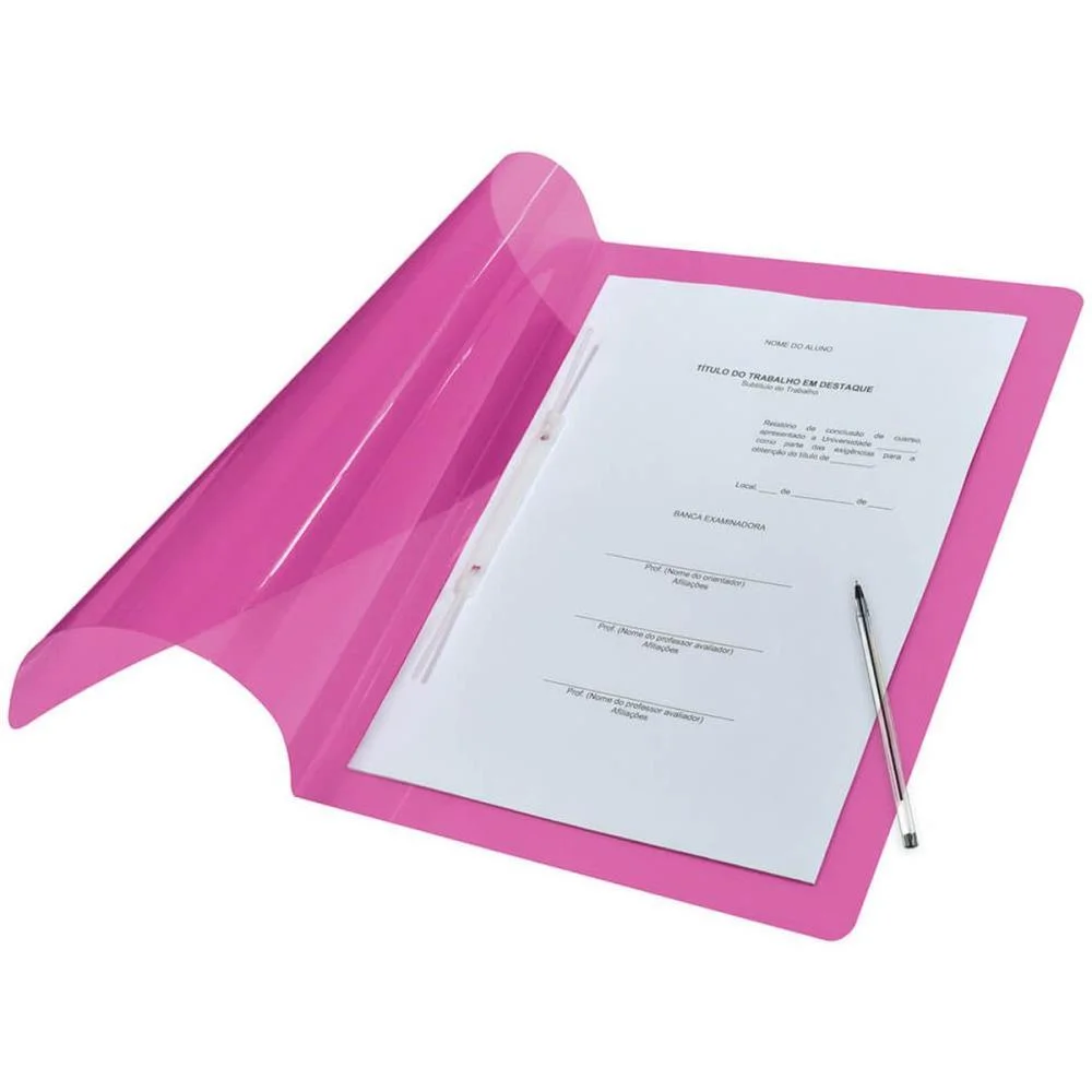 Pasta Grampo Trilho Plastica Oficio Rosa Dac (Pct.c/10) - imagem 4