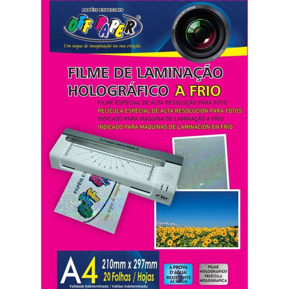Plastico Para Plastificacao Filme A4 Holog.laminacao Frio Off Paper (Pct.c/20) - imagem 2