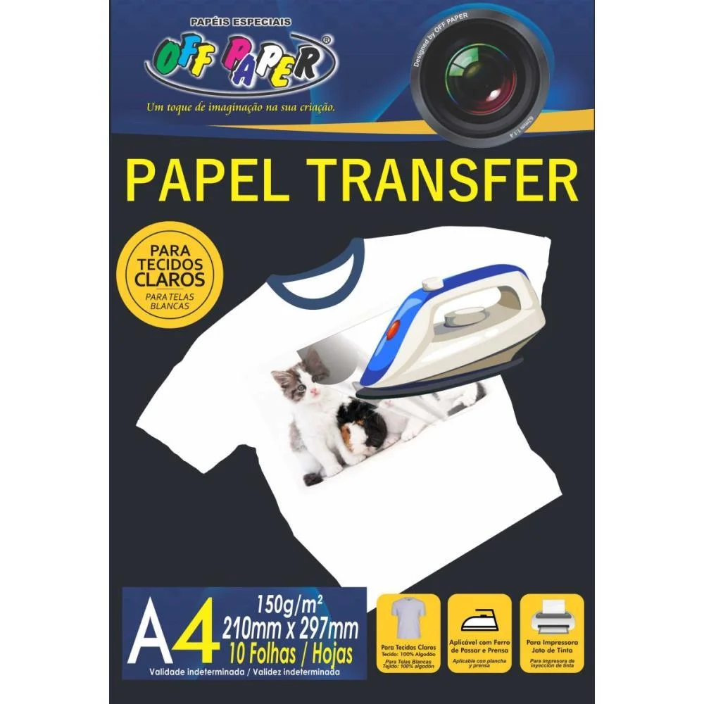 Papel Transfer Inkjet Tecidos Claros 150G A4 Off Paper (Pct.c/10) - imagem 5